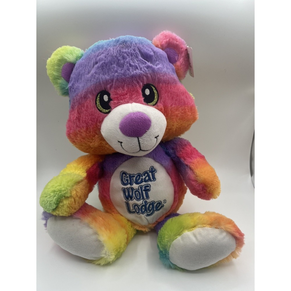 Great Wolf Lodge Rainbow Teddy Bear Plush Stuffed Animal Fiesta 20 Inch NWT Flaw